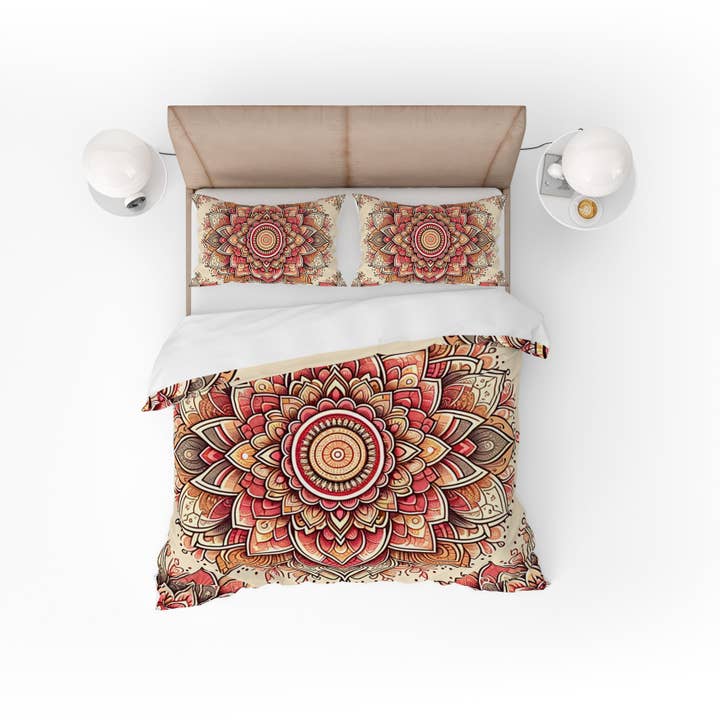 Bohemian Plum Indian Mandala Reversible Quilt Cover Duvet Cover Set for wholesale by Adore India