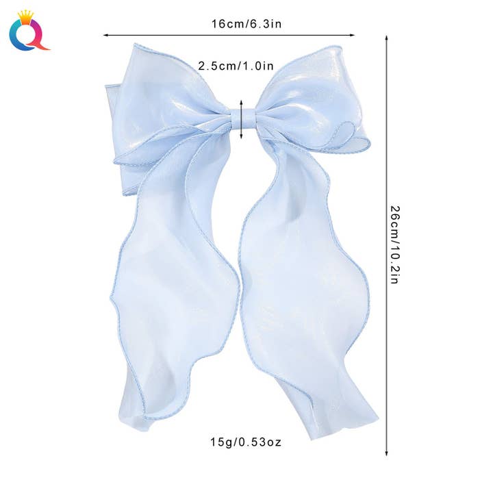 Little Trendy - Wholesale Hair Bow - Women's - Pearlescent Mesh Hairbow Fairy Ribbon Bow Hair clip