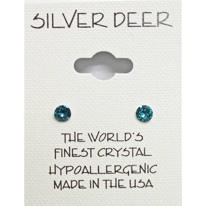 Silver Deer Crystal - Wholesale Jewelry Set - 108 pr. crystal Post Earrings on 3-sided Spinner