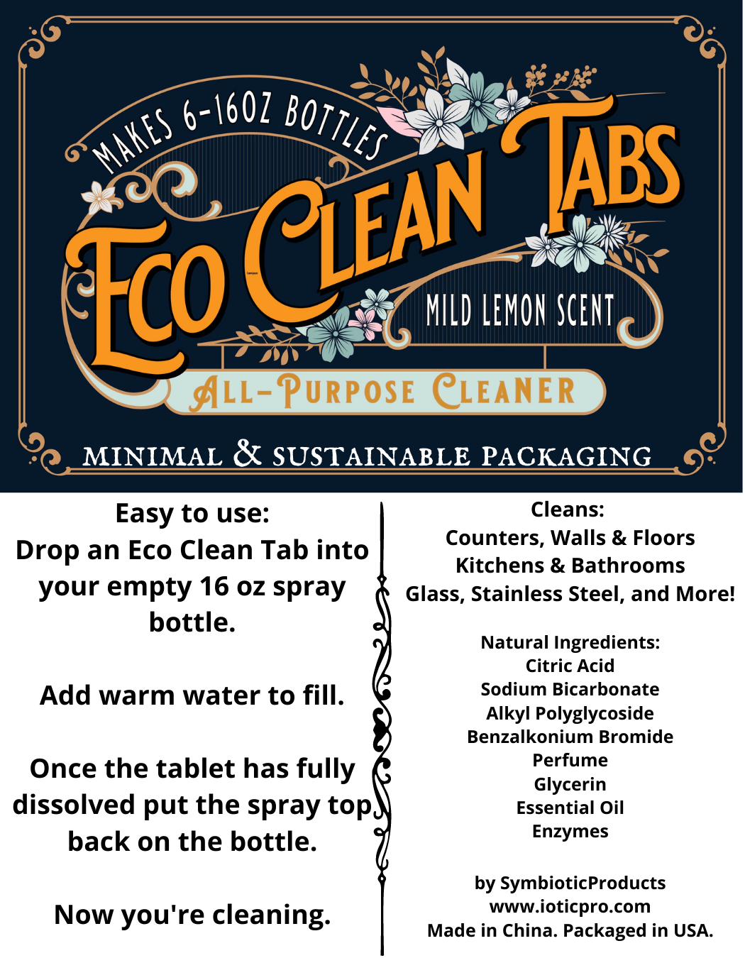 Symbiotic Products LLC - Wholesale All-purpose cleaning spray - 900 Eco Clean Tabs | All-Purpose | BULK | Refills | Assorted5