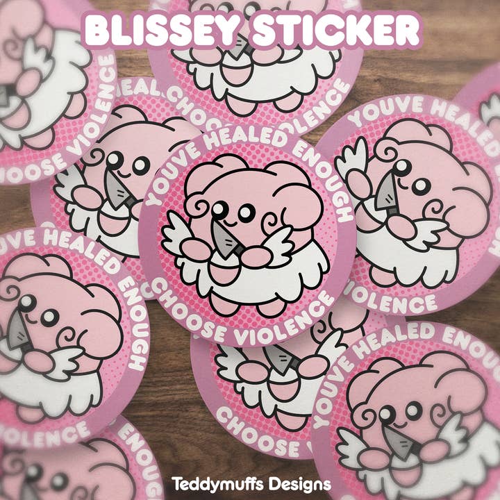Blissey Sticker | Pokemon for wholesale by Teddymuffs Designs