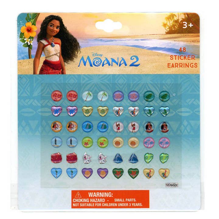 Deluxe Import Trading - Wholesale Sticker - Kids & Baby - Moana 24 Pair Sticker Earrings on Blister Card
