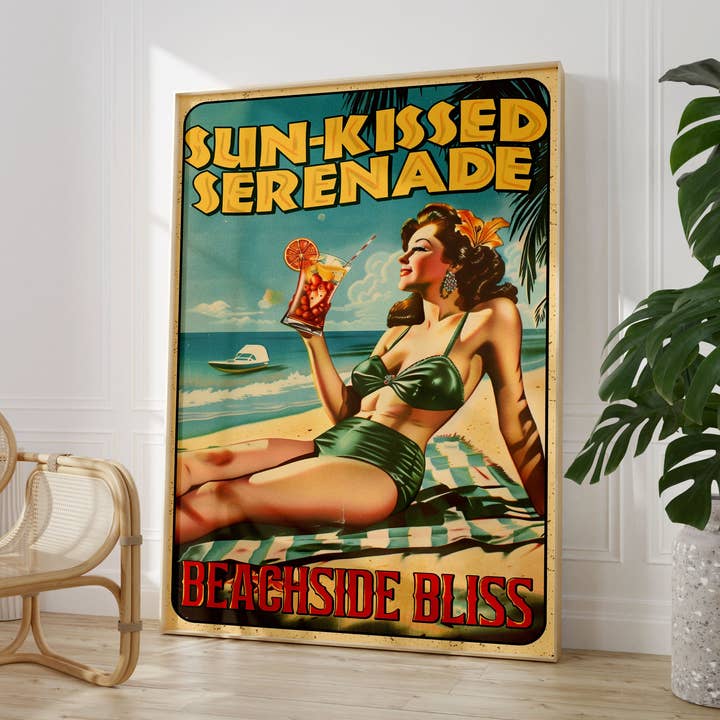 Sunkissed Serenade Vintage Pin Up Girl Poster for wholesale by House of Binky