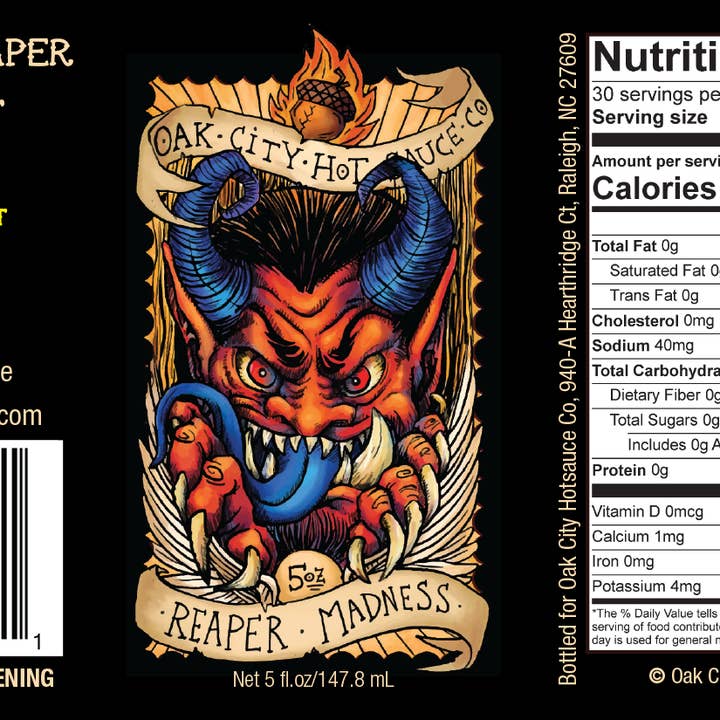 Reaper Madness for wholesale by Oak City Hot Sauce Co