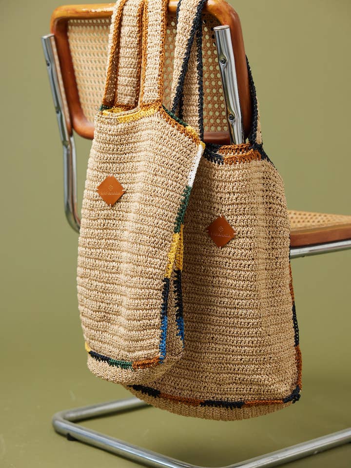 Margot Crochet Shopper Black/Tan for wholesale by Lanamara