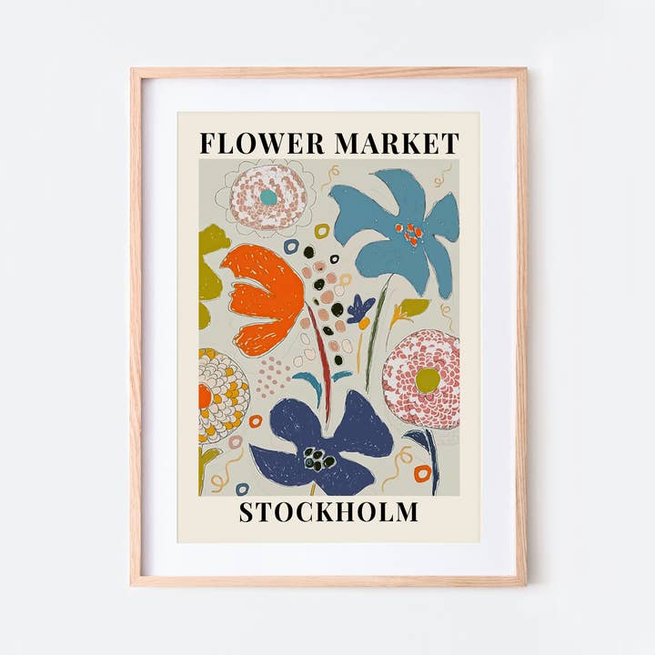 Sugar & Canvas - Venta al por mayor Ilustración - Impresión de arte botánico floral del mercado de flores de Estocolmo FM244