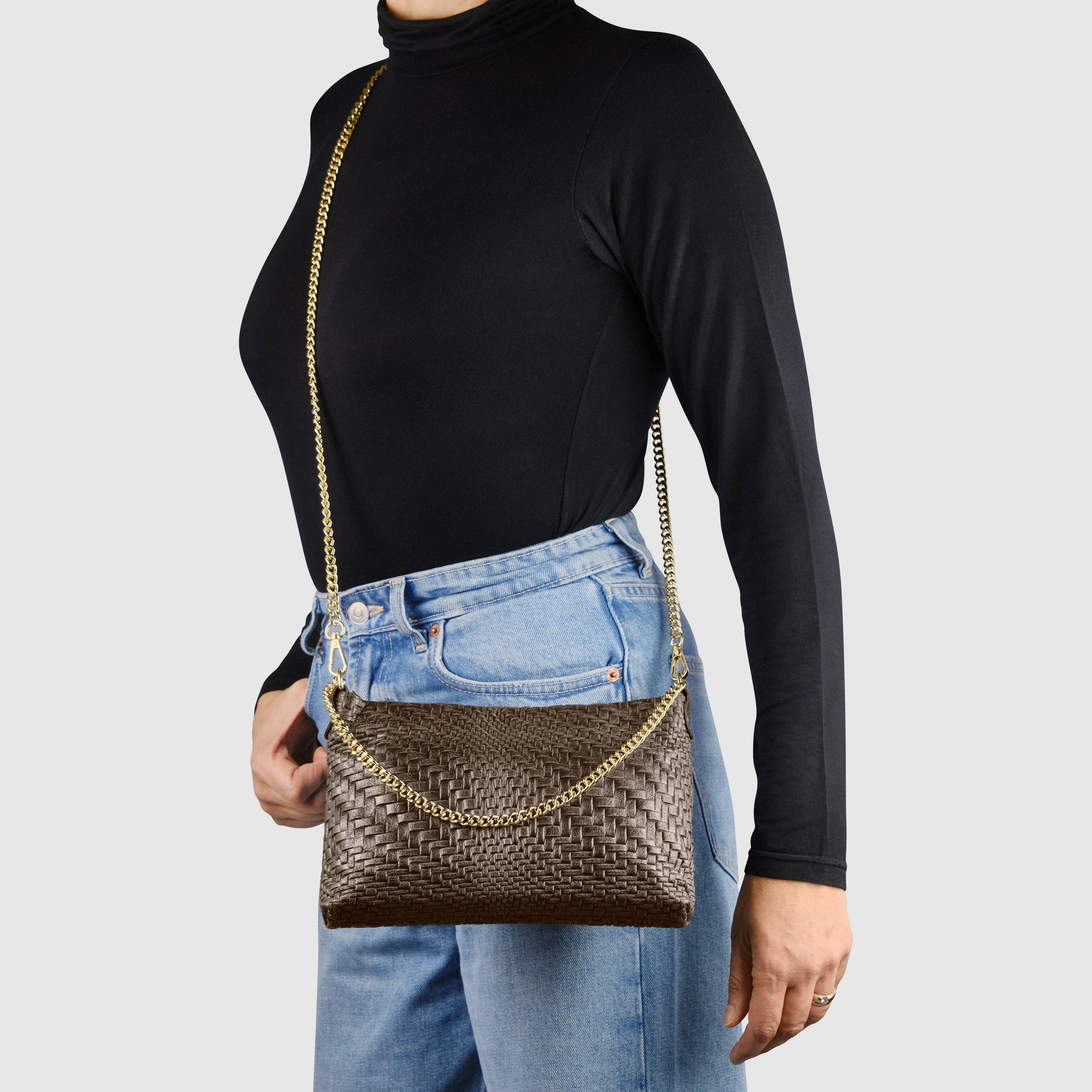TAKEASY - Vente Sac à bandoulière – femme - Sac bandoulière en cuir suédé à carreaux16