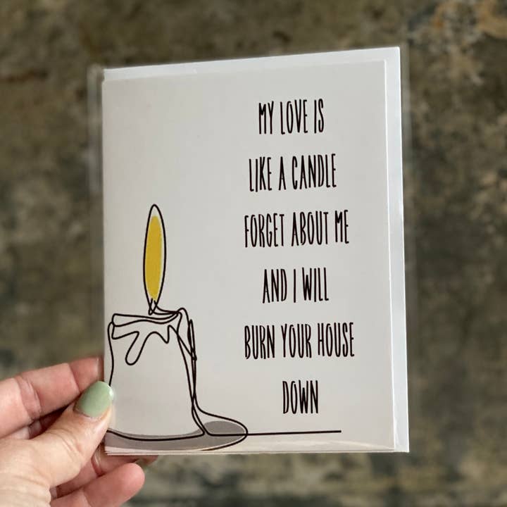 Love is like a Candle Greeting Card for wholesale by Crooked Halo