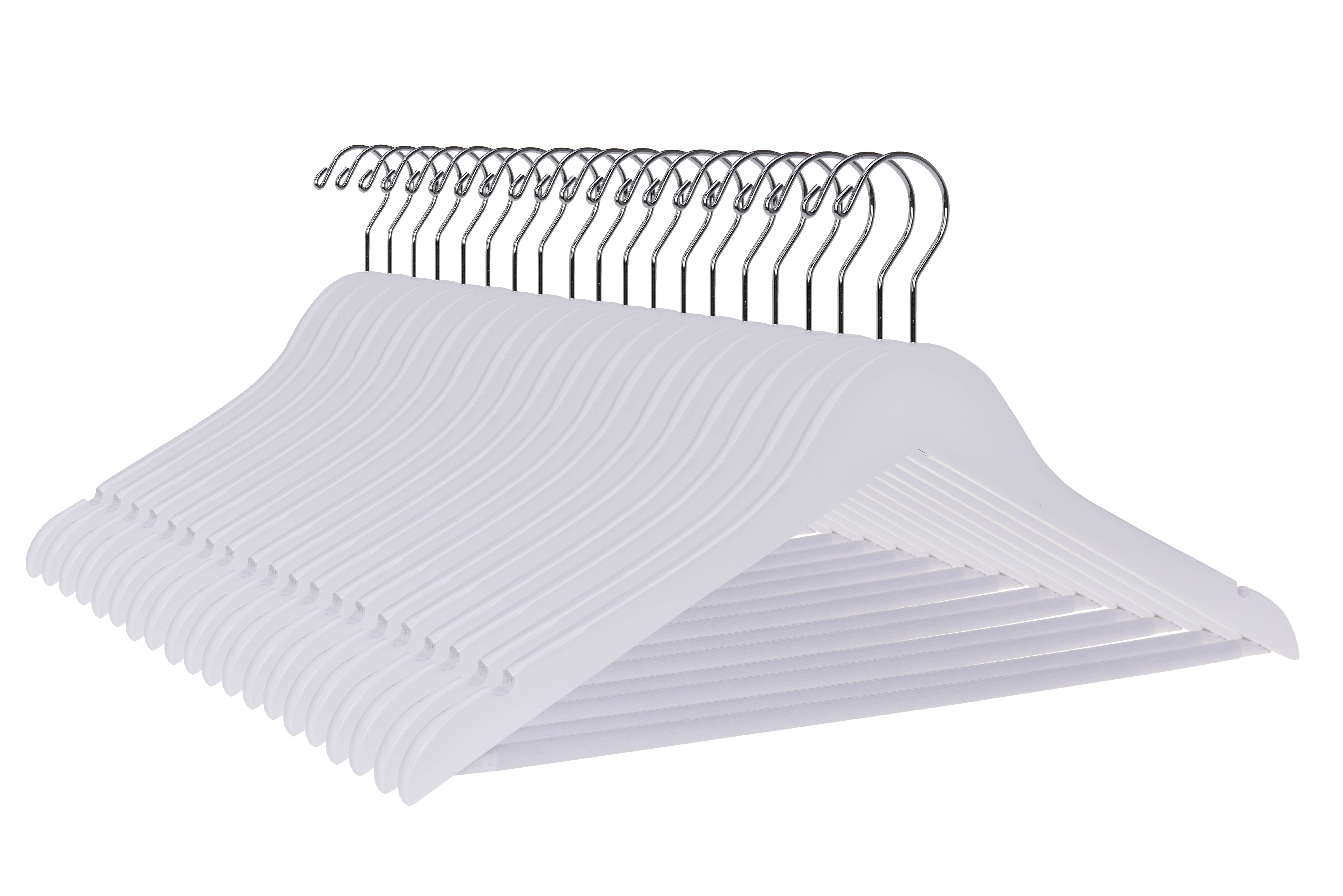 Quality Hangers - Vente Cintres - Cintre en bois semi-incurvé W040, 17,5 pouces, blanc - 8010