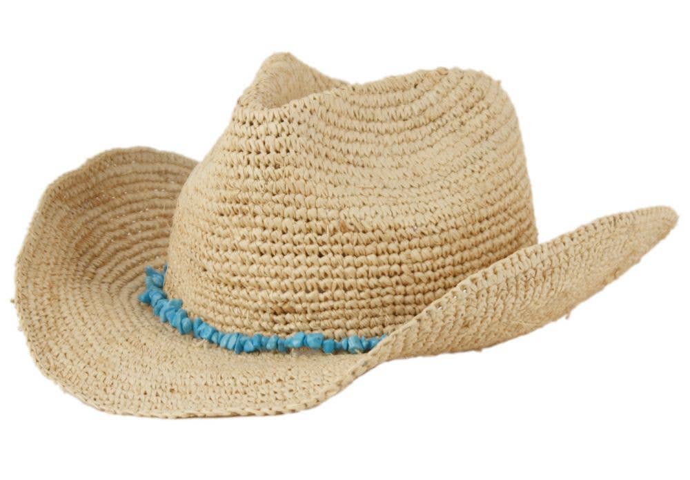 Epoch hats - Wholesale Cowboy Hat - Women's - Raffia Straw Cowboy Hat with Beads Band0