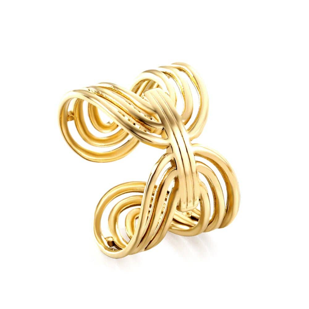 DUESTELLE ITALIA - Wholesale Cocktail/Statement Ring - LUMEN - Gold-plated stainless steel waterproof ring1