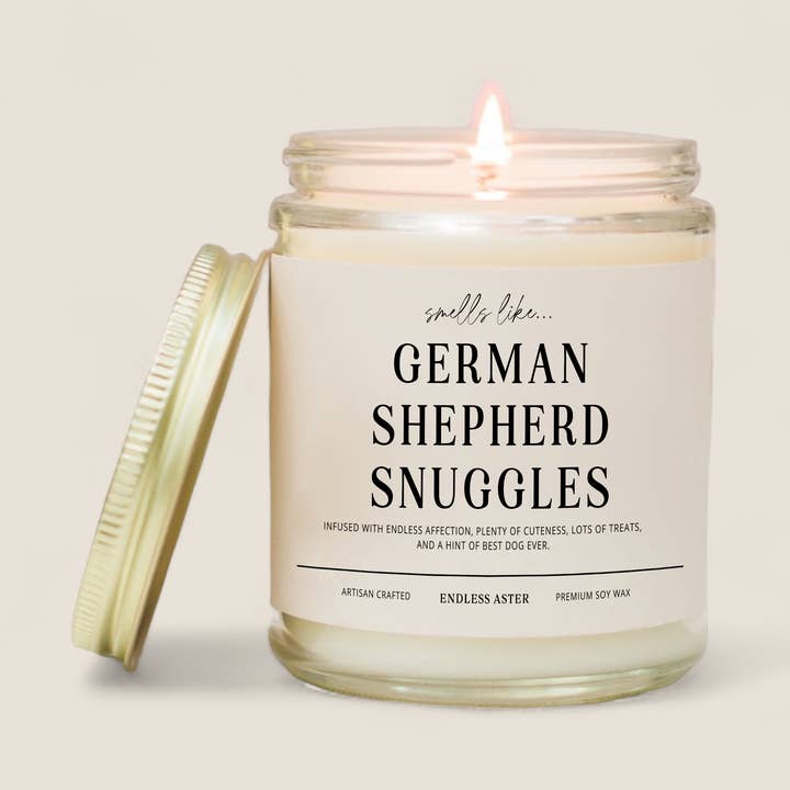 Vela en tarro de cera de soja German Shepherd Snuggles, 8 unidades, 16 onzas, para mascotas para venta al por mayor de Endless Aster