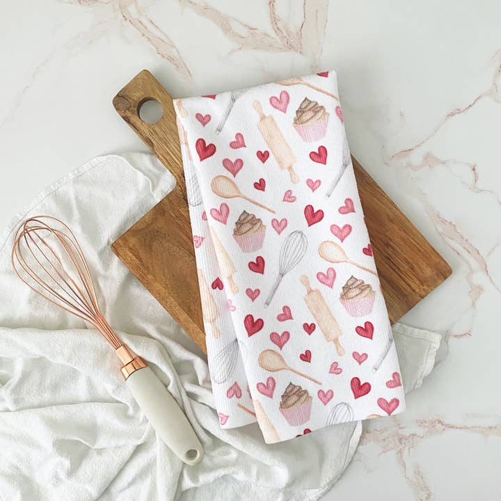 Valentine's Day Baking Cupcake Decorative Hand Towel for wholesale by Simply Lauren at Home