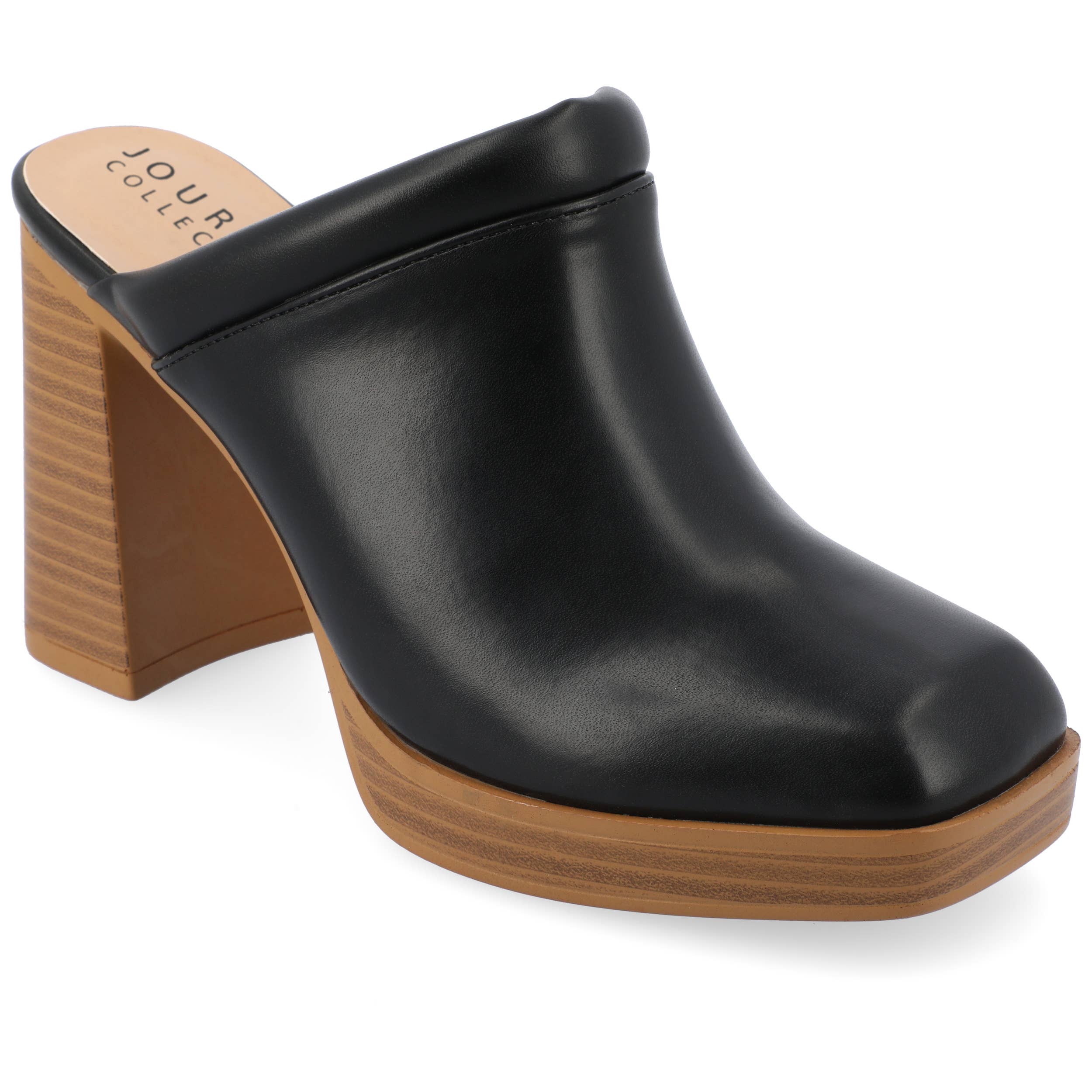 Journee - Wholesale Platform Heels - Women's - Izara Block Heeled Mules In Faux Leather0