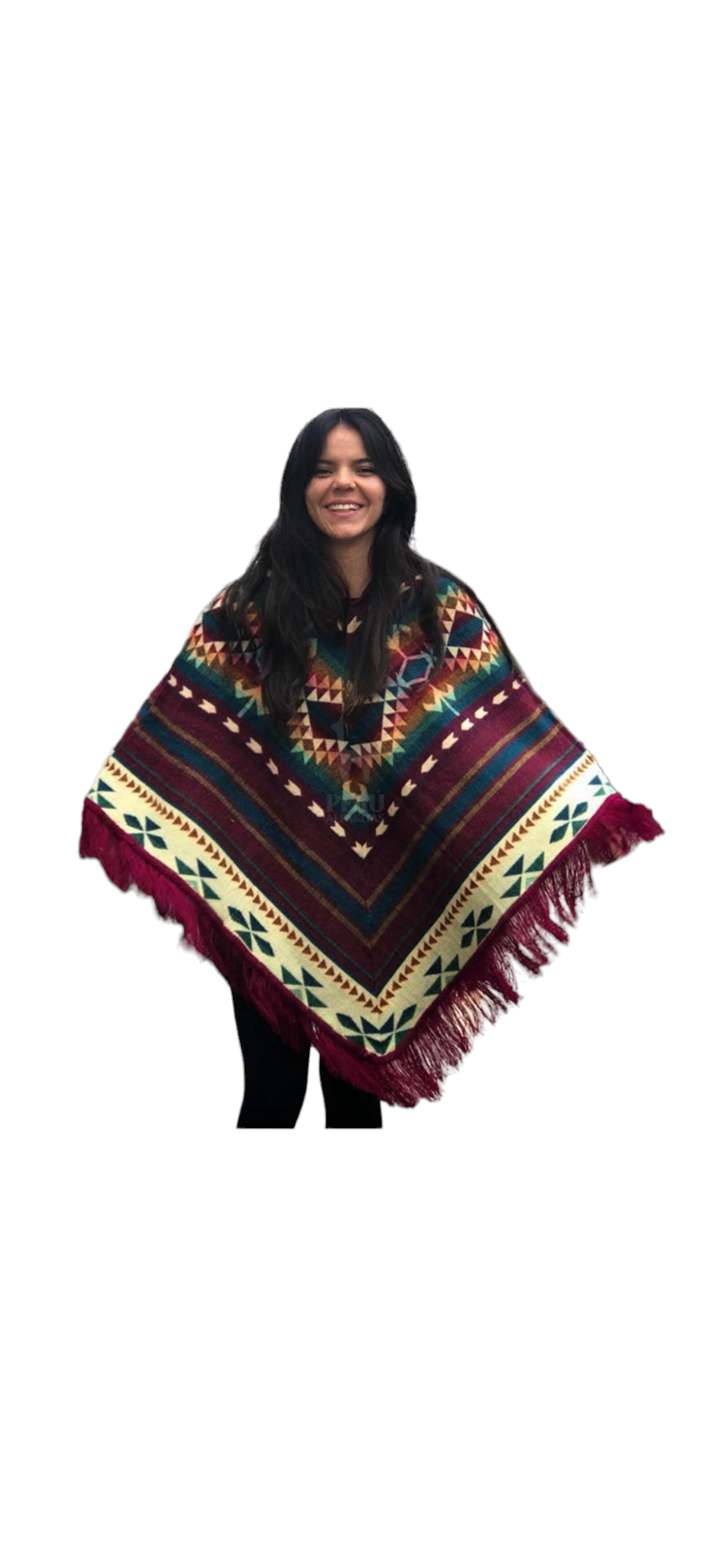 MODA LATINA – Engroshandel Poncho - Dame – Alpaca Poncho med indfødt mønster trekantet design7