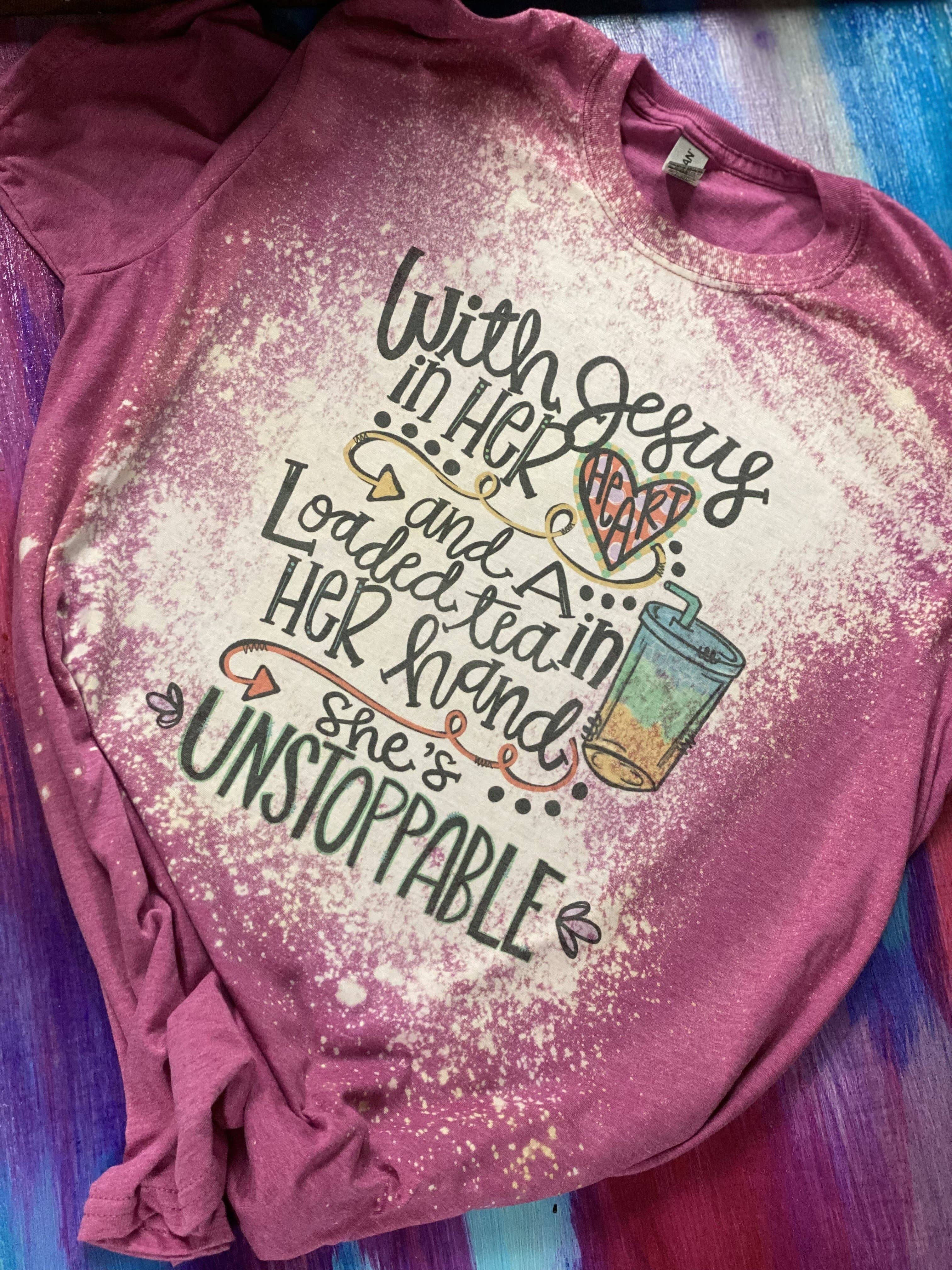 99designz - Venta al por mayor Camiseta serigrafiada - Mujer - Camiseta blanqueada con té Jesús y cargado