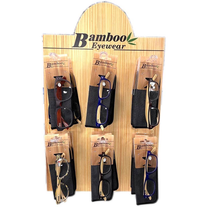 Apollo Eyewear - Wholesale Eyeglasses - Unisex - Bamboo Reading Glasses with Counter Display