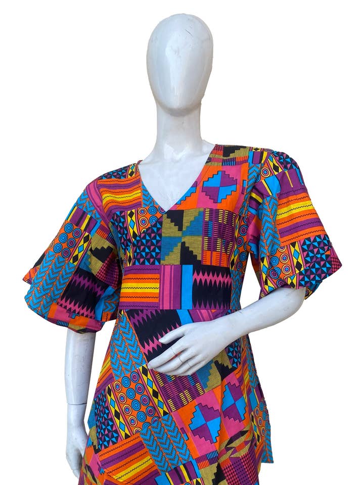 African Ankara Kente Women Wrap Around Top for wholesale by Satsuma Wholesale