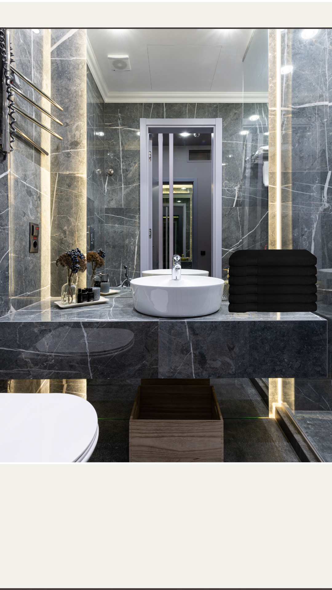 Cozablu Home - Wholesale Hand Towel -  Black 6 Piece Luxury Hand Towels size16x26 100% Cotton Spa 1