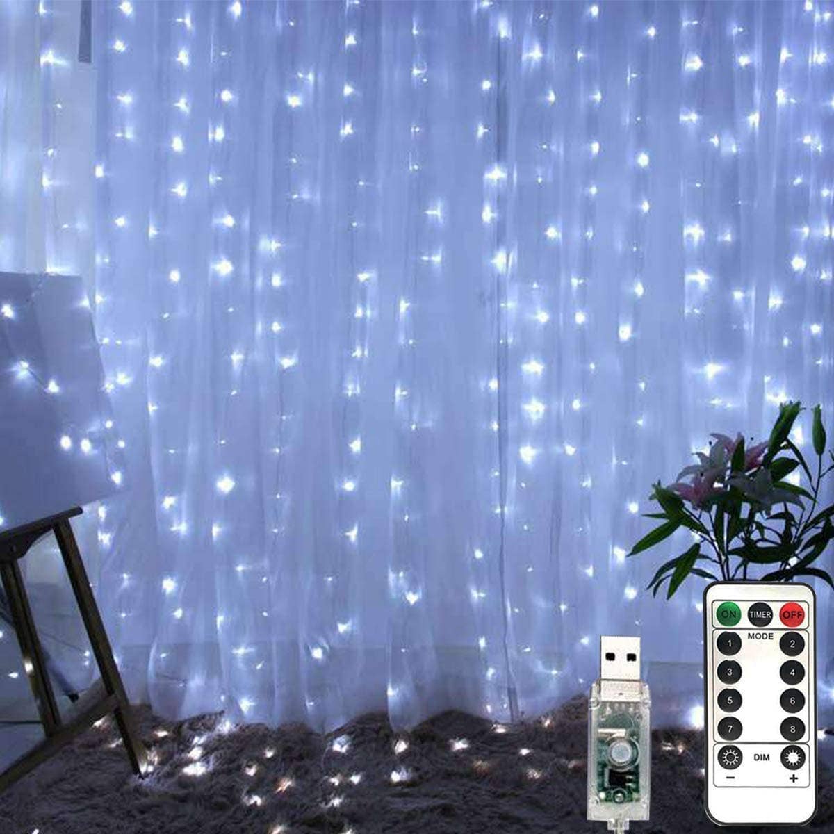 Perfect Holiday - Wholesale String Lights - 300 LED Curtain Lights USB Remote - Rainbow10