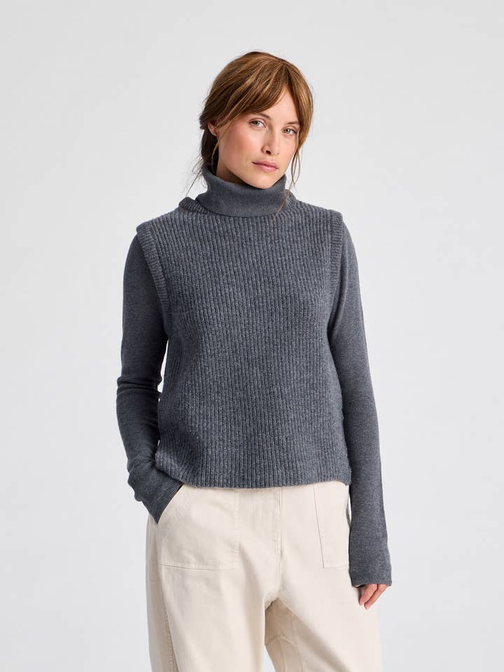 Pièce de cou Hedvig en laine d'agneau GOTS - Gris Graffiti Mélangé pour la vente par gai-lisva