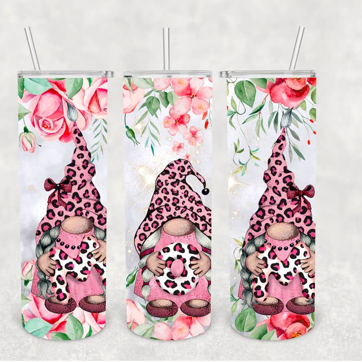 Roze Cheetah Mom Gnome drinkbeker voor wholesale door The Potted Oasis