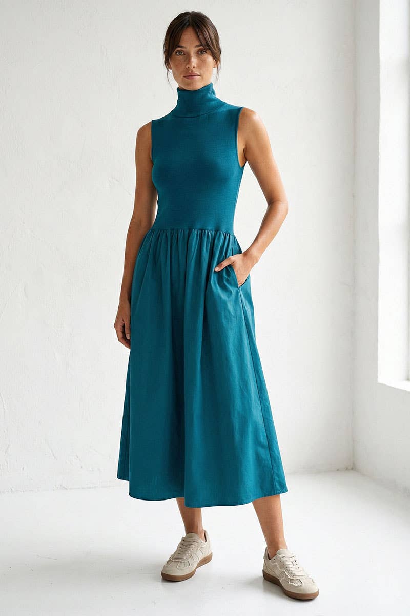 Naked Zebra - Vente Robe – femme - Robe midi sans manches à col montant24