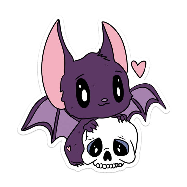 Rebel and Siren Stickers - Vendita all'ingrosso Adesivo - Pipistrello e teschio | gotico | carino | adesivo impermeabile | 6,3 cm0