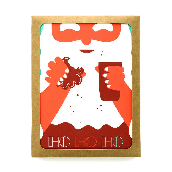 Santa Cookie Crumbs Christmas Card Holiday Humor box set A2 for wholesale by Klinger Creative