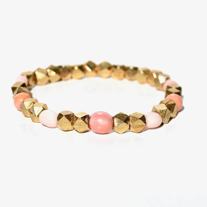 Stretch-Armband aus 18 Karat Vermeil-Naturkoralle für den Großhandel von GemDiggers