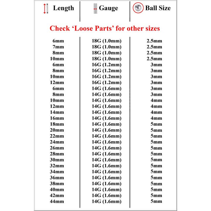 Bodytrend - Wholesale Gauge/Plug Earrings - TITANIUM - STRAIGHT BARBELL , INDUSTRIAL BARBELL 16G(1.2MM)7