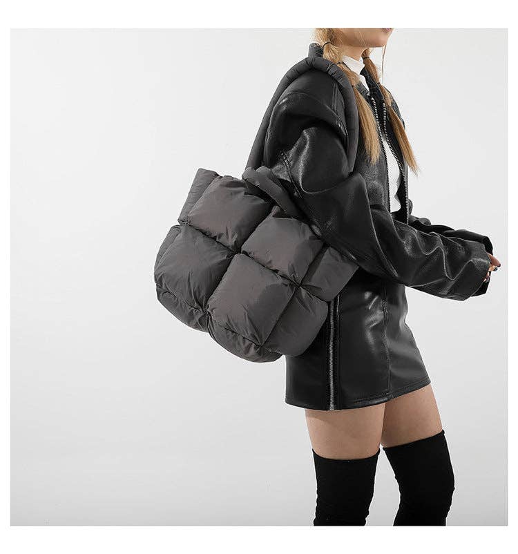 Dipped Shop - Wholesale Tote Bag - Women's - Simple Puffer Tote Bag Solid Color Soft Handbag DP809129