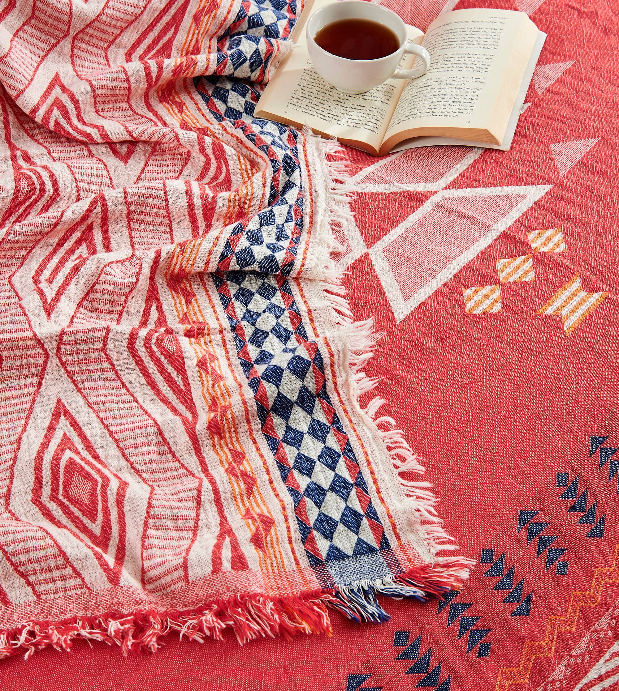 Kikoya - Vente Couvre-lit - Couvre-lit d'été léger à motif aztèque en mousseline de coton turc9