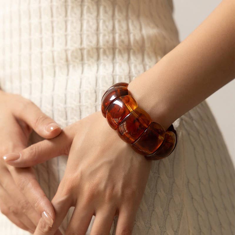 JOSSLYN by wall to wall - Wholesale Beaded Bracelet - Color-Block Acrylic Stretch Cord Bracelet | 40B51956