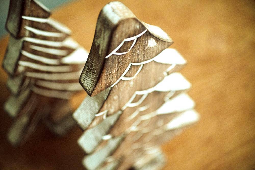 Mira Fair Trade - Wholesale Christmas Decoration - Wooden Winter Trees - Set of 22