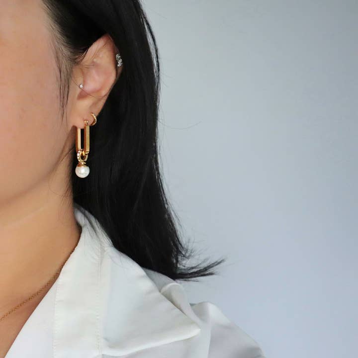 JESSA Jewelry - Wholesale Hoop Earrings - Liliana Hoops | Pearl Drop Hoops