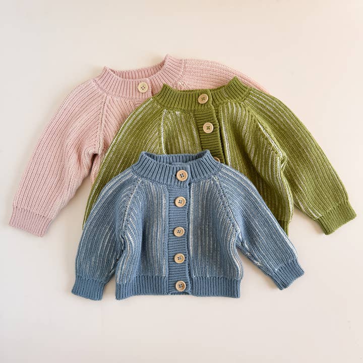 The Blueberry Hill - Wholesale Cardigan - Baby - Cotton Brioche Cardigan Blue Baby Kid Stripe Sweater Clothes2