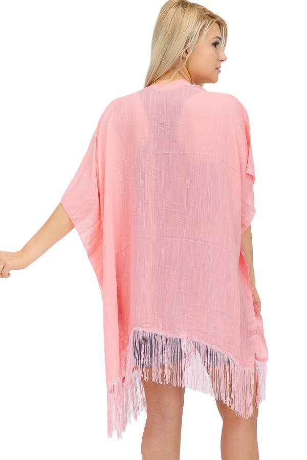 Cap Zone - Wholesale Kimono - Women's - Solid Chiffon Cover Up Kimono4
