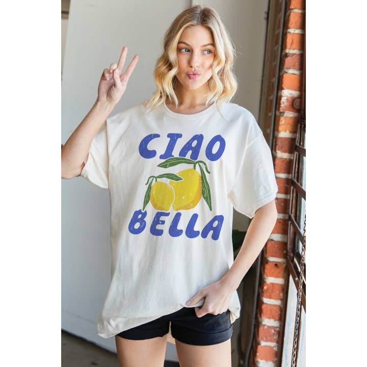 BLUME & CO. - Wholesale T-Shirt (Graphic) - Women's - CIAO BELLA LIMONE Oversized Graphic Tee
