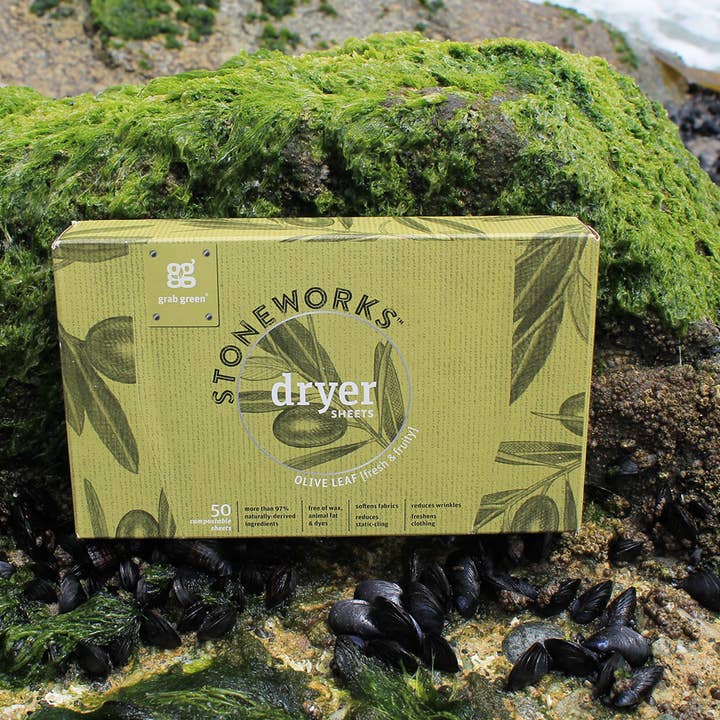 Grab Green - Wholesale Dryer Balls - Stoneworks Compostable Dryer Sheets, Olive Leaf, 80 sheets9