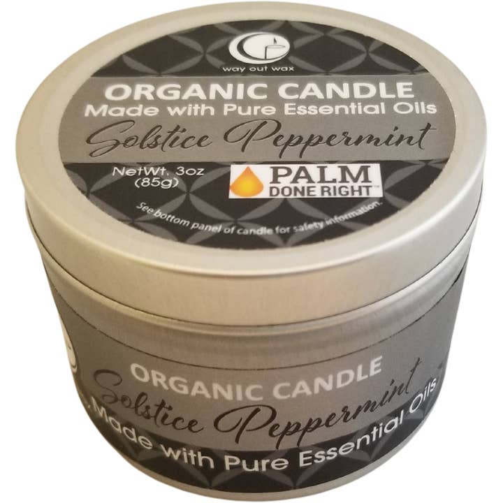 Solstice Peppermint - Organic Holiday Travel Tin for wholesale by Way Out Wax