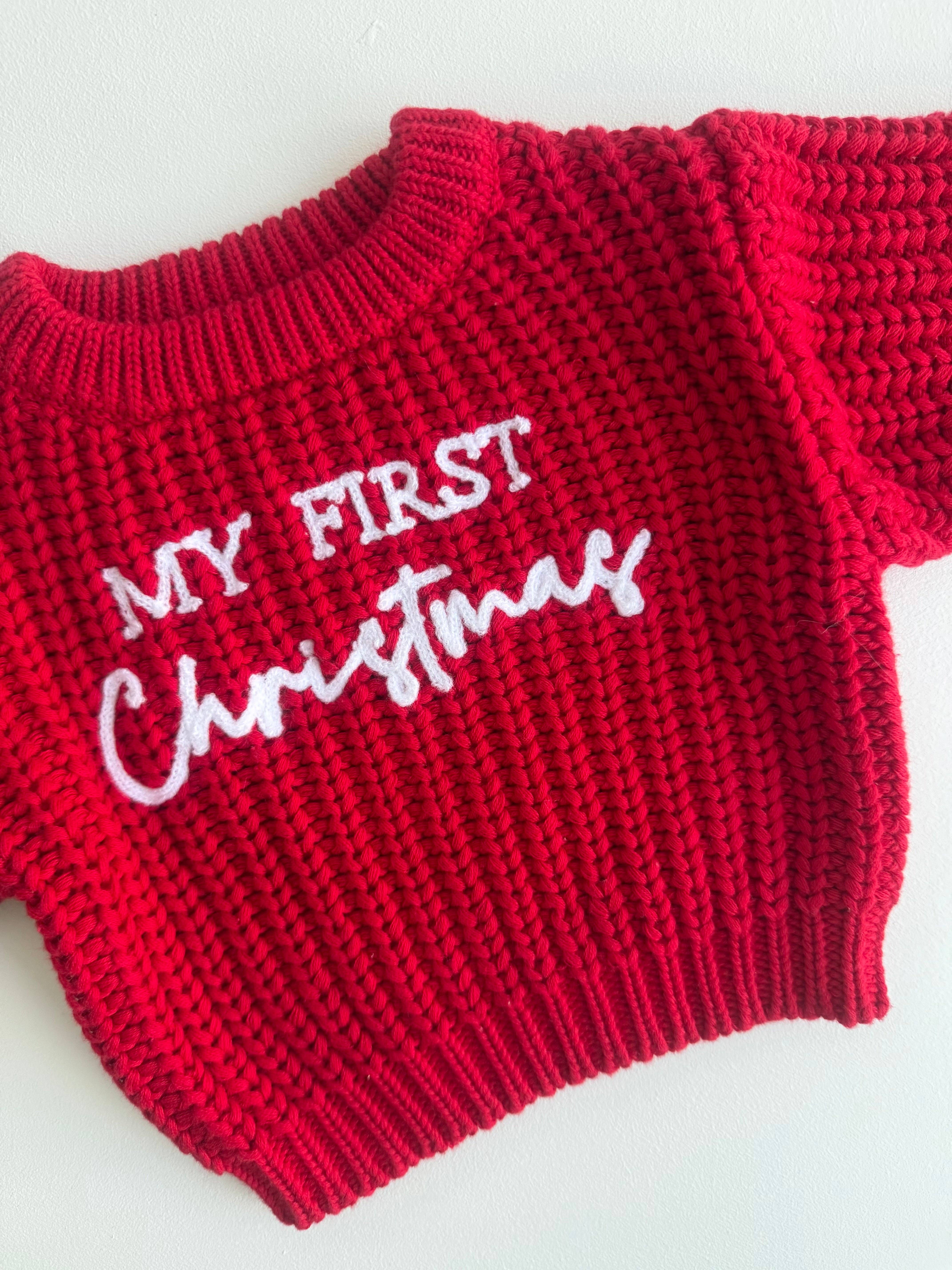 Petite + Co - Wholesale Knit Sweater - Baby - CHUNKY KNIT JUMPER | RED - MY FIRST CHRISTMAS3