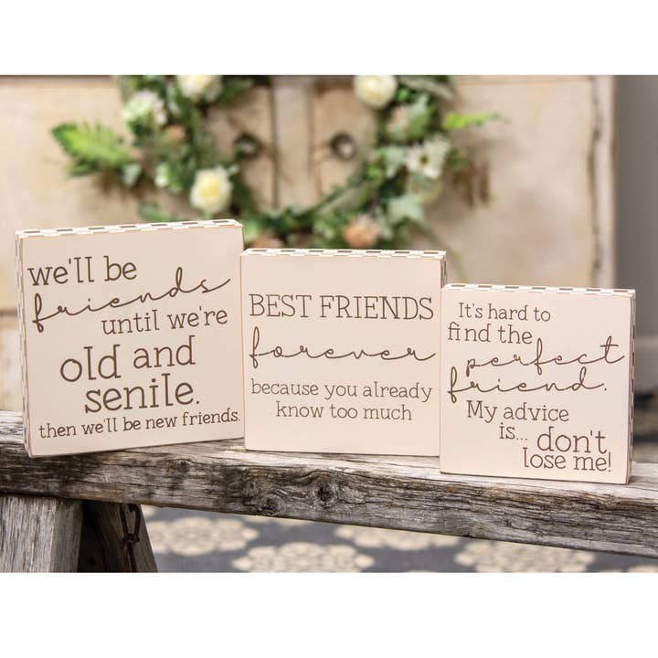 Col House Designs - Wholesale Sign - 3/Set, Friends Buffalo Check Box Signs1