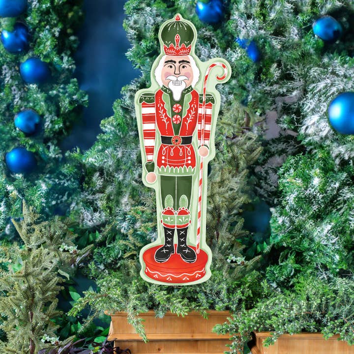 Songbird Grove Collection - Wholesale Garden/Lawn Stake - Red Candy Cane Nutcracker Yard Art Set