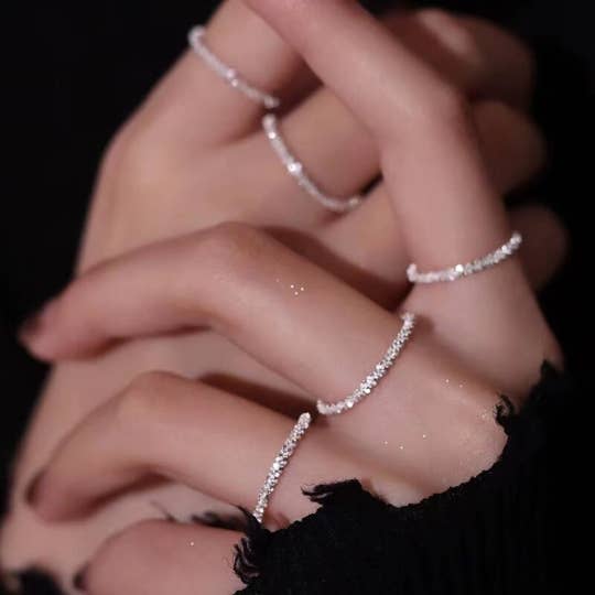 happyzzzsu - Wholesale Band/Stacked Ring - 925 Sterling Silver Super Sparkle Ring