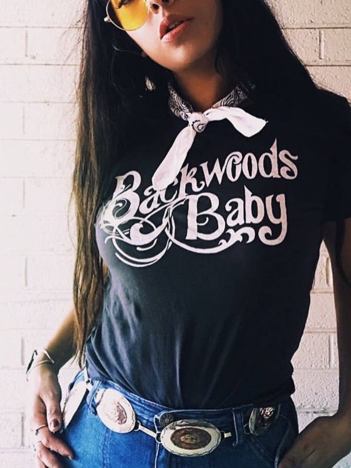 Backwoods Baby Womens Tee Blk/White for wholesale by Bandit Brand