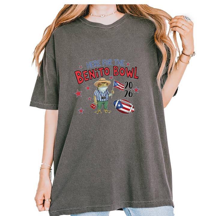 Frog Here for the Benito Bowl Football Vintage Soft Unisex T-shirt for wholesale by Expression Tees