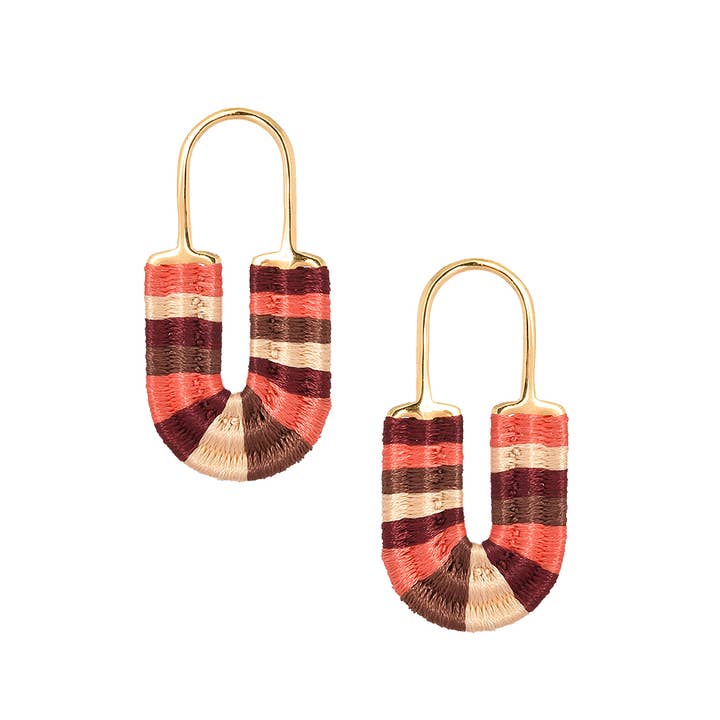 Afrika Lock Coral/Brown Earrings for wholesale by Mishky