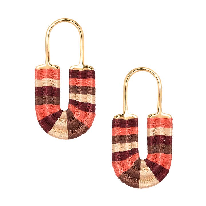 Afrika Lock Coral/Brown Earrings for wholesale by Mishky