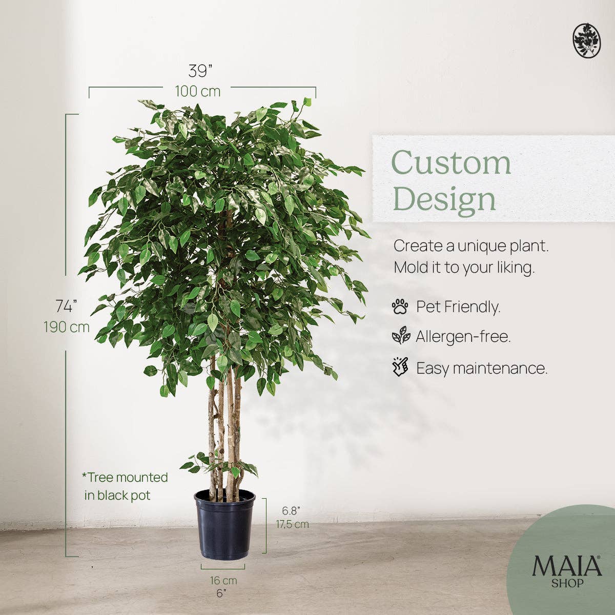 Maia Shop: No Duties for the US - Wholesale Artificial Plant - 6.5' Artificial Ficus Tree 4
